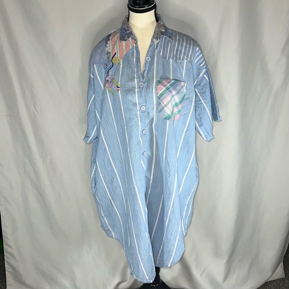 Vintage Patchwork Dress Made In Pakistan Chandni Cotton, One Size Fits All